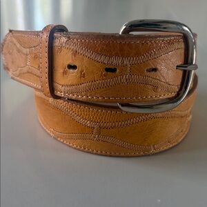 Nocona Tan Genuine Ostrich Leather Belt with Silver Buckle